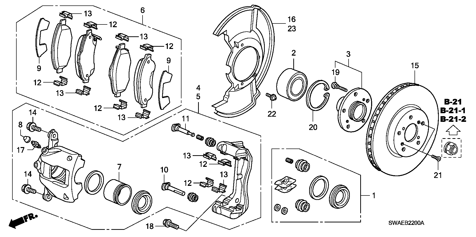 Honda 45022-SWW-G01 - Bremsbelagsatz, Scheibenbremse parts5.com