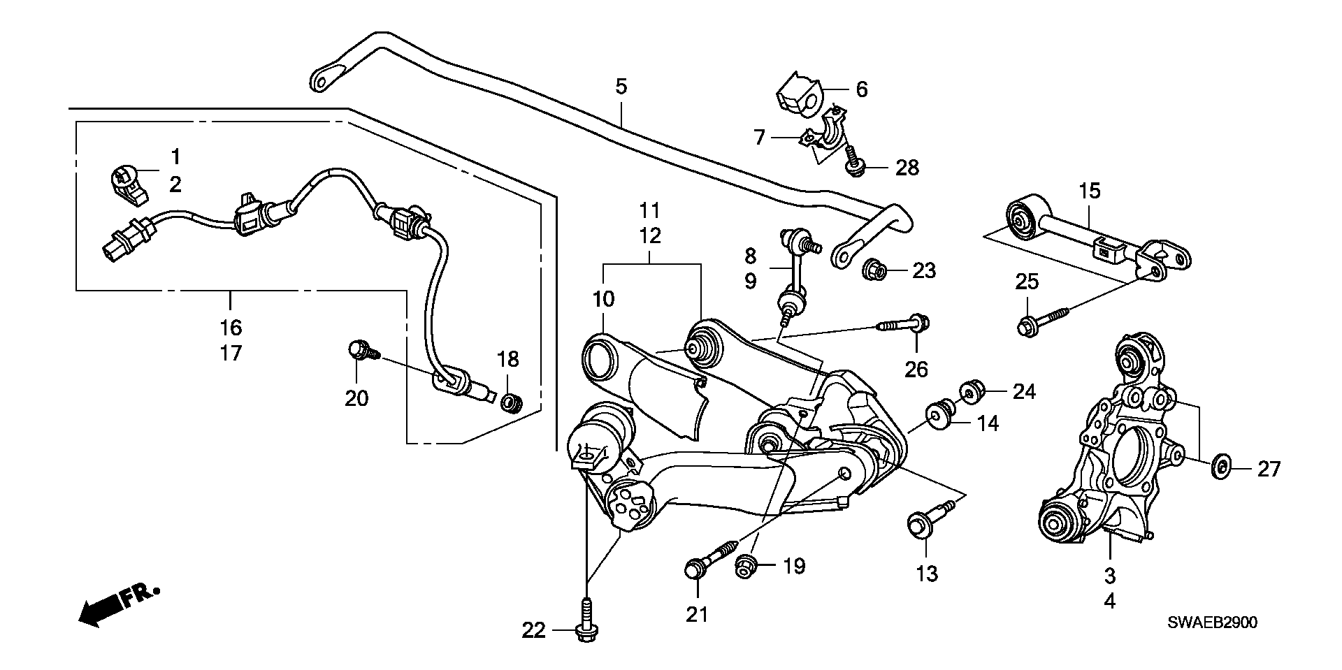 Honda 52300SWAA01 - Šipka / potporanj, stabilizator parts5.com