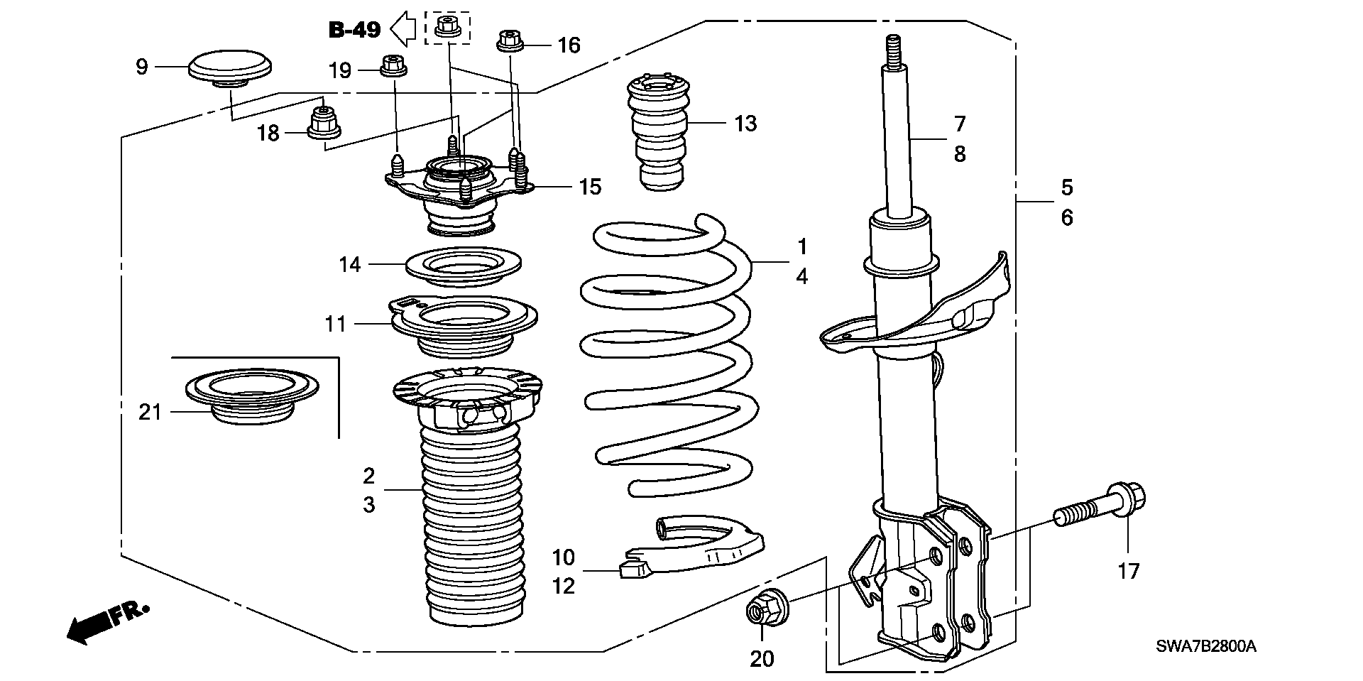 Honda 51605-SWA-E04 - Αμορτισέρ parts5.com