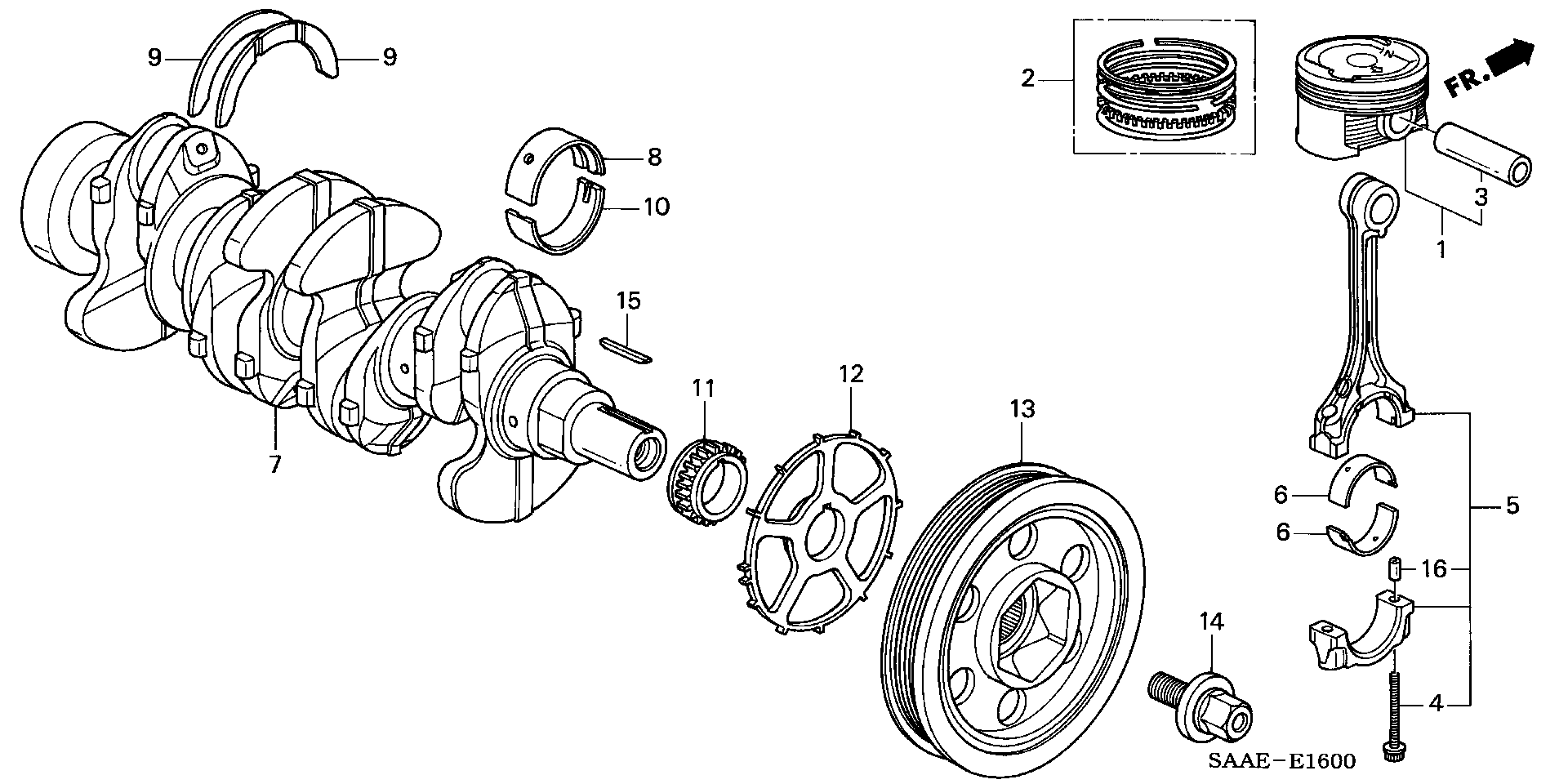 Honda 13810-PWA-003 - Ремъчна шайба, колянов вал parts5.com