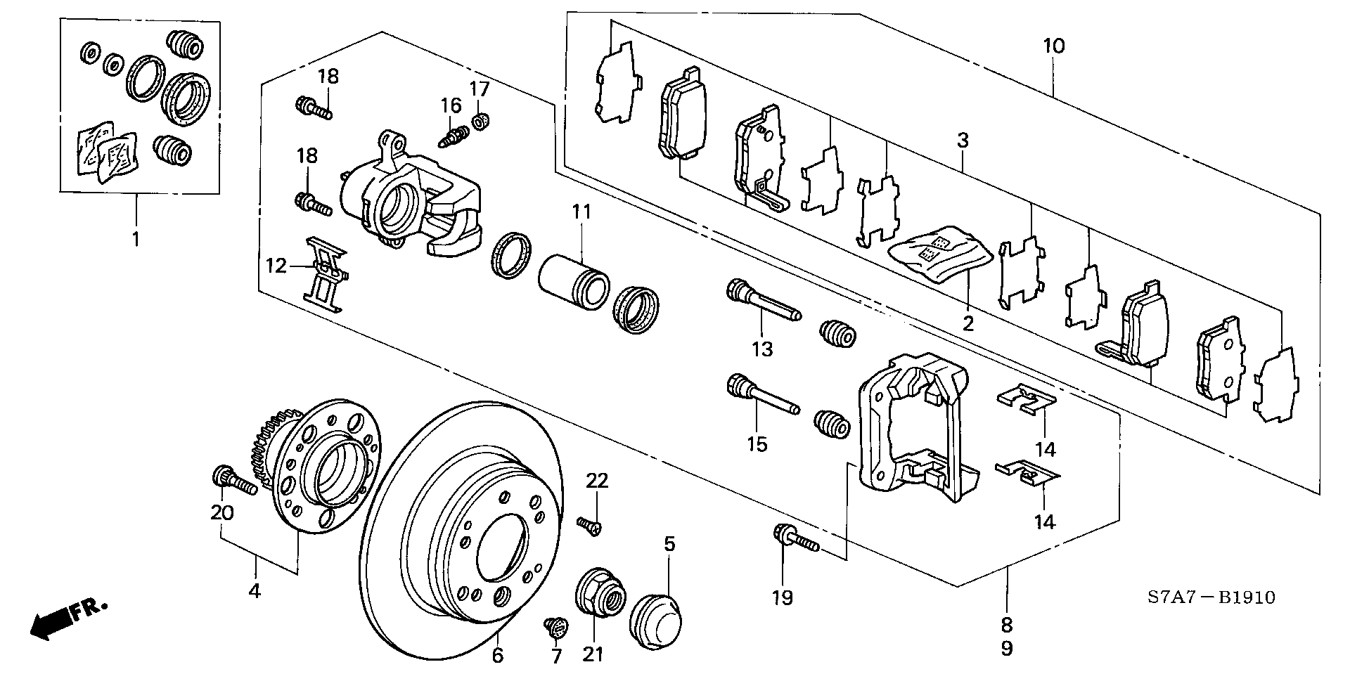 Honda 43022-S3N-E50 - Комплект спирачно феродо, дискови спирачки parts5.com