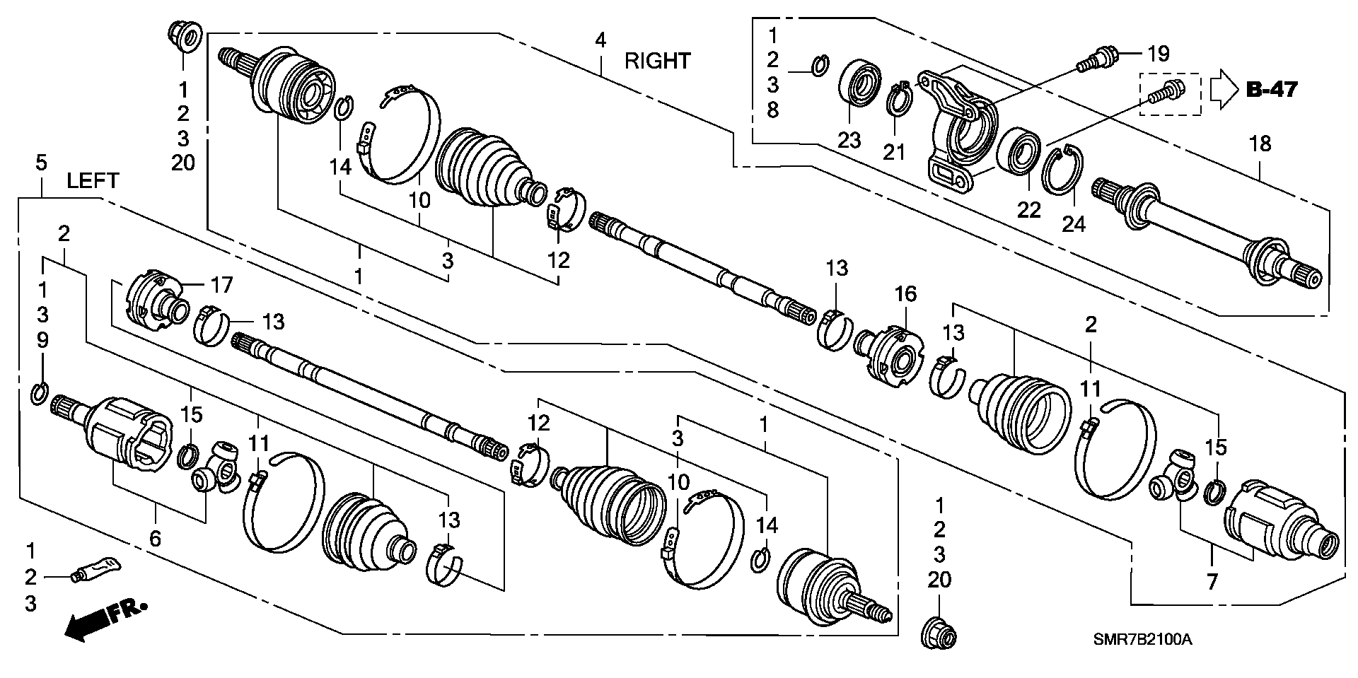 Honda 44017SDET00 - Měch, hnací hřídel parts5.com