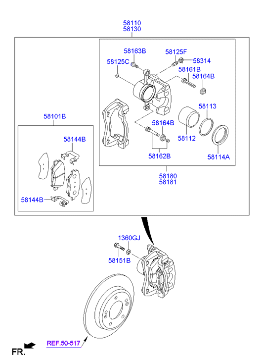 KIA 58101 3XA20 - Brake Pad Set, disc brake parts5.com