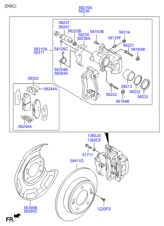 KIA 58302 3XA30 - Fren balata seti, diskli fren parts5.com