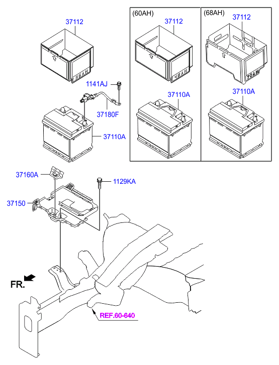 Hyundai 371103X100 - Starter Battery parts5.com