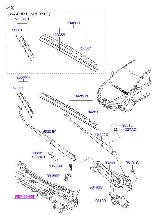 KIA 983603X000 - Щетка стеклоочистителя parts5.com