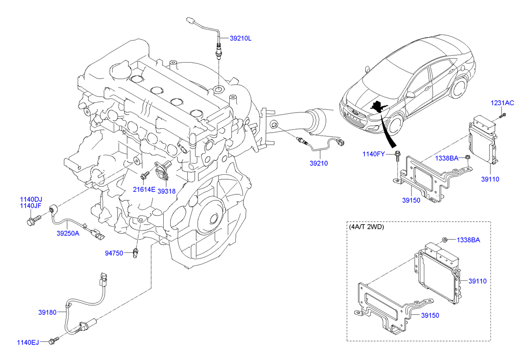 KIA 39210 2B140 - Lambda Sensor parts5.com