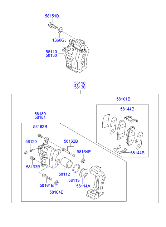 KIA 581012YA50 - Brake Pad Set, disc brake parts5.com