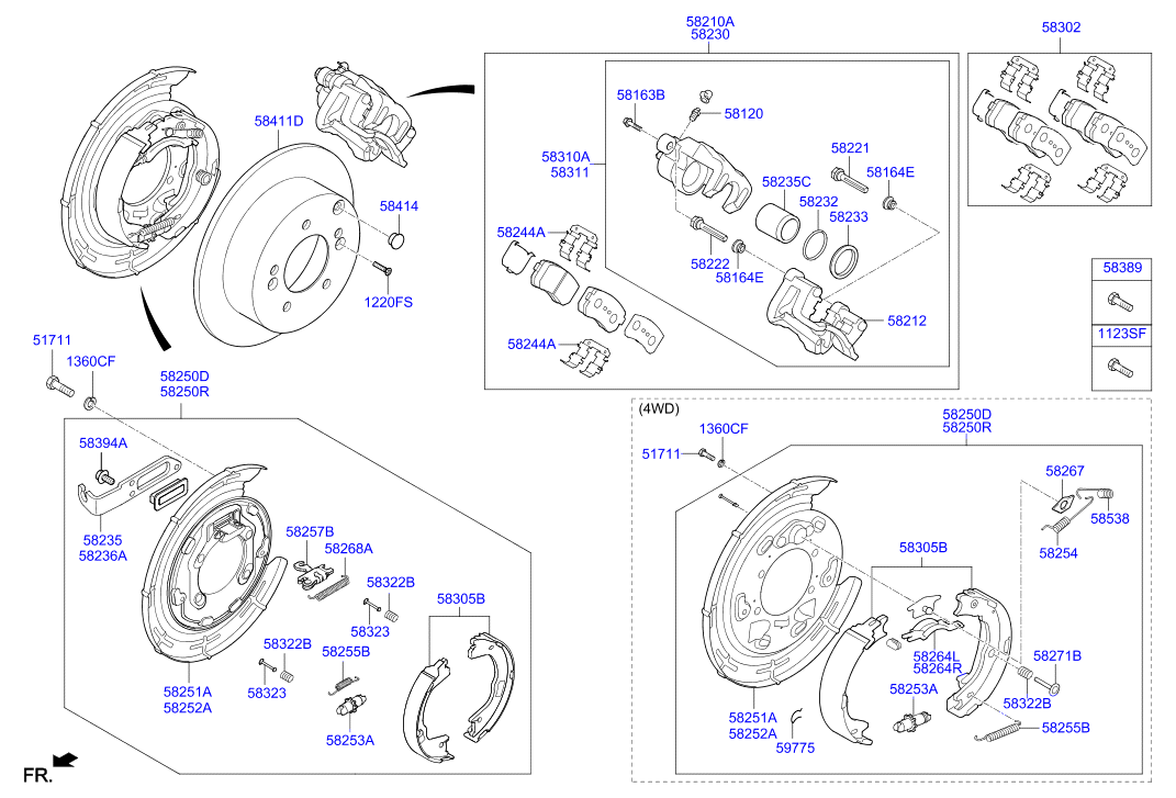 KIA 58305 2SA00 - Set saboti frana, frana de mana parts5.com