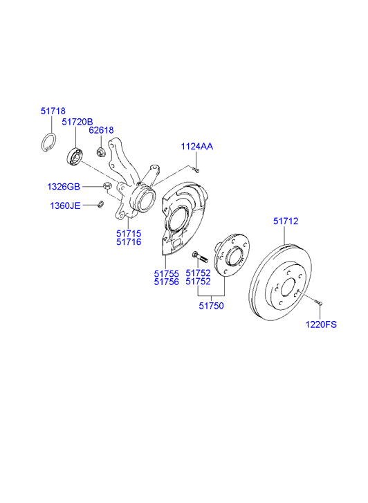 Hyundai 51718-2D000 - Σετ ρουλεμάν τροχών parts5.com