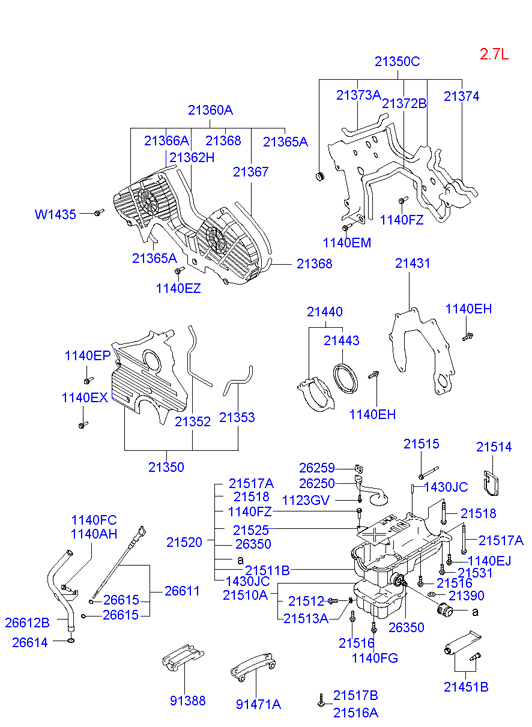 Hyundai 21443-33005 - Simering, arbore cotit parts5.com