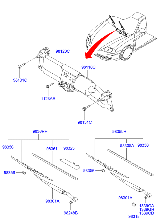 Hyundai 98360-2C000 - Pióro wycieraczki parts5.com