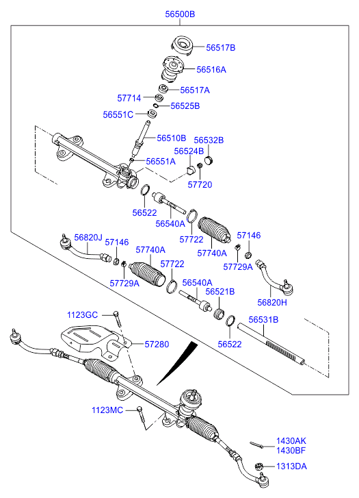 Hyundai 56500-A6000 - Caseta directie parts5.com