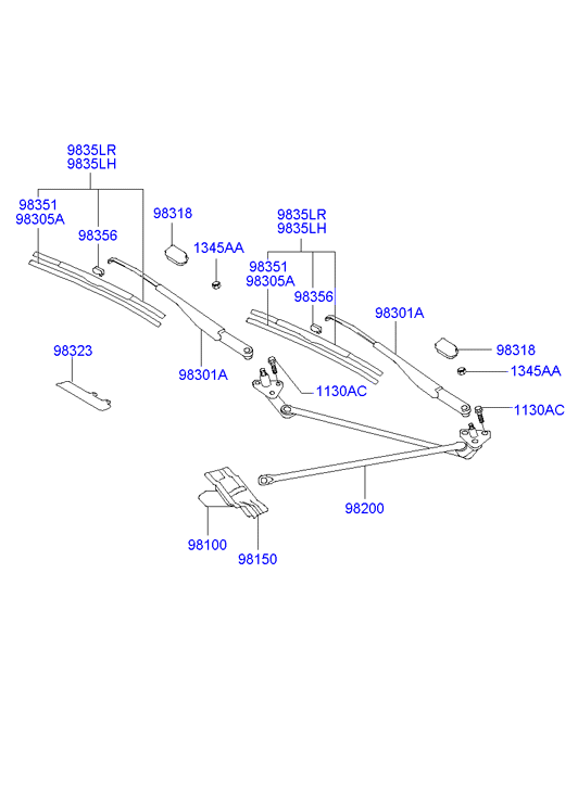 Hyundai 983604A500 - Törlőlapát parts5.com