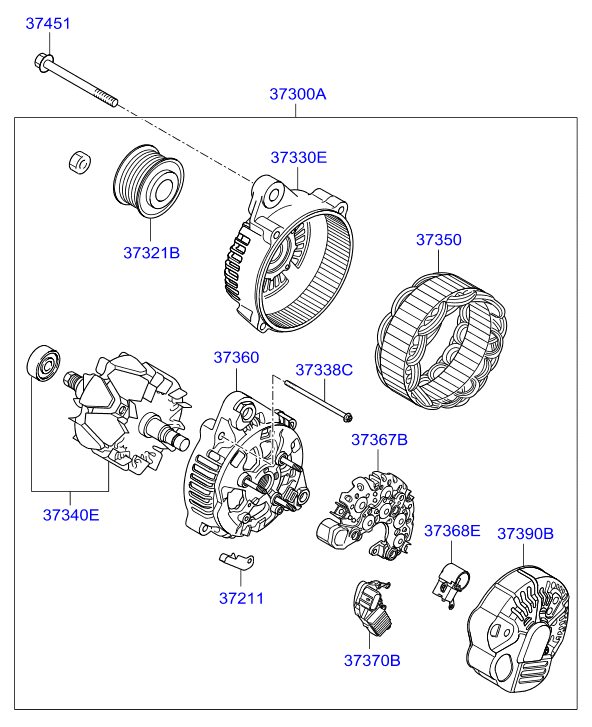 Hyundai 37321-25301 - Fulie, alternator parts5.com