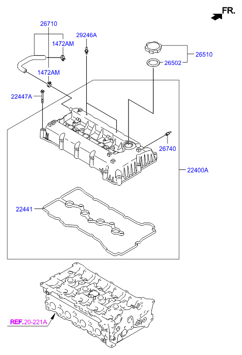 KIA 22441-2G600 - Garnitura, capac supape parts5.com