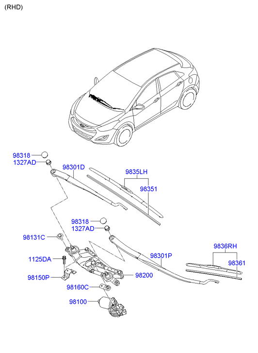 Hyundai 98350-3R200 - Wischblatt parts5.com