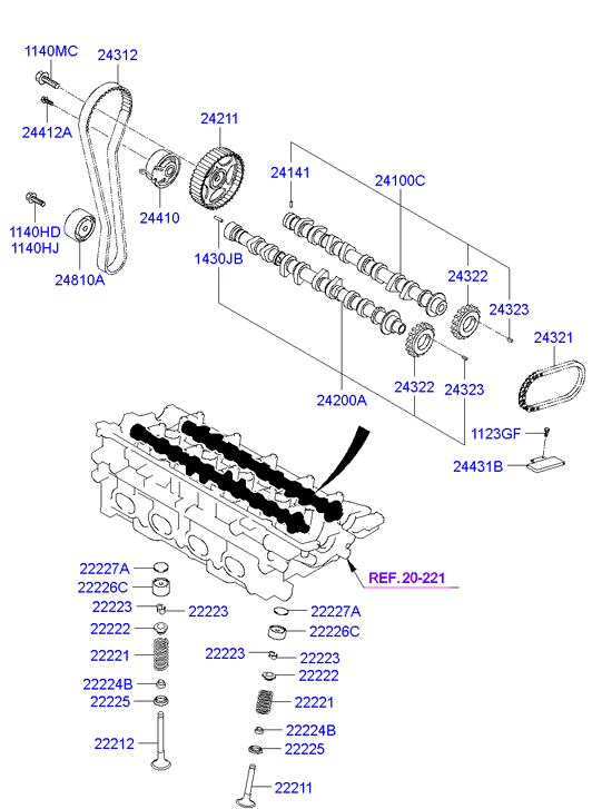 Hyundai 22224-22000 - Seal Set, valve stem parts5.com