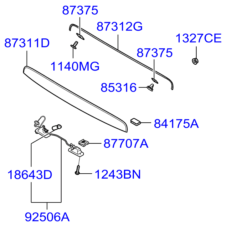 Hyundai 18643-05009-N - Žárovka, přídavné brzdové světlo parts5.com