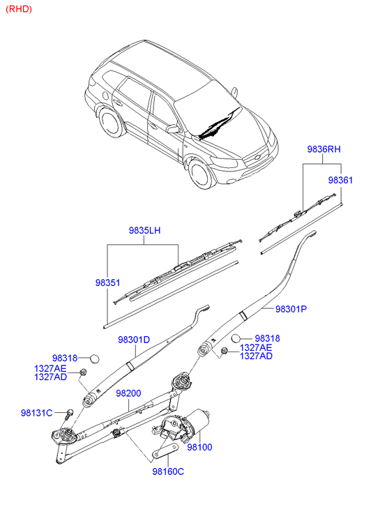 Hyundai 983512B000 - Metlica brisača parts5.com