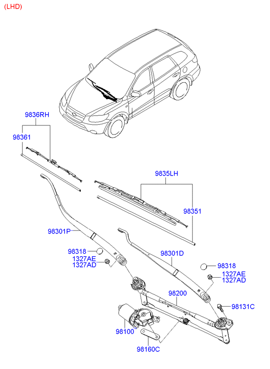 Hyundai 983602B000 - Щетка стеклоочистителя parts5.com