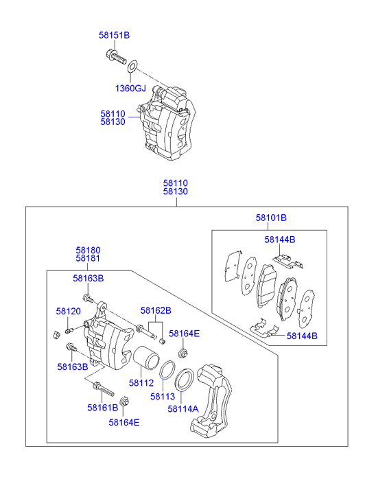 KIA 581012YA00 - Sada brzdových platničiek kotúčovej brzdy parts5.com