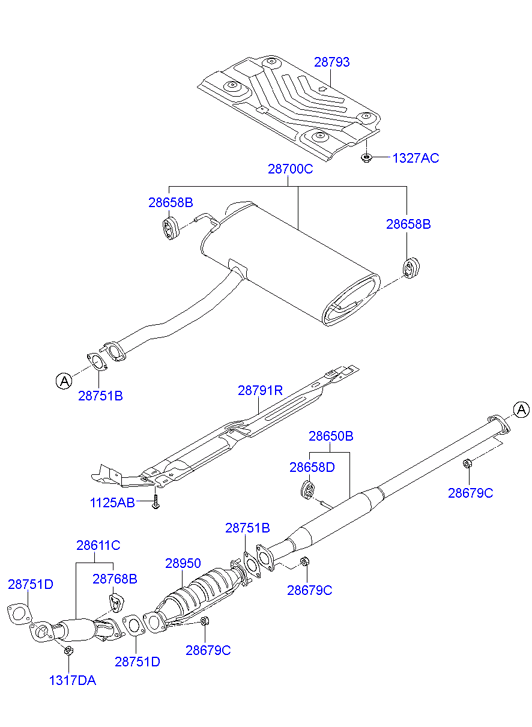 Hyundai 28751-2B300 - Garnitura, racord evacuare parts5.com