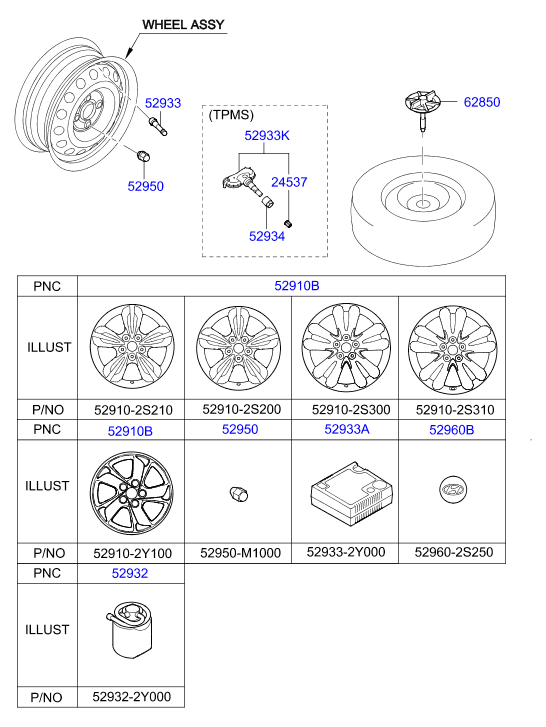 Hyundai 52933-3M000 - Czujnik w kole, system kontroli ciśnienia w ogumieniu parts5.com