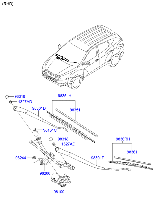 KIA 983502Y000 - Pióro wycieraczki parts5.com