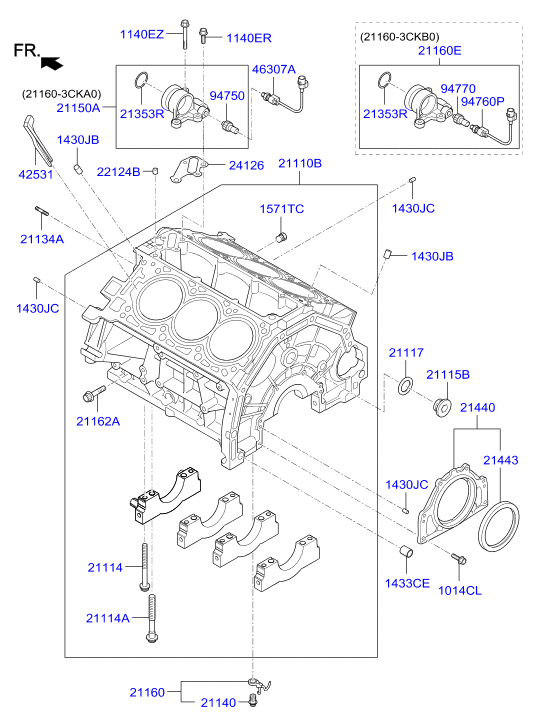 KIA 214433C700 - Simering, arbore cotit parts5.com