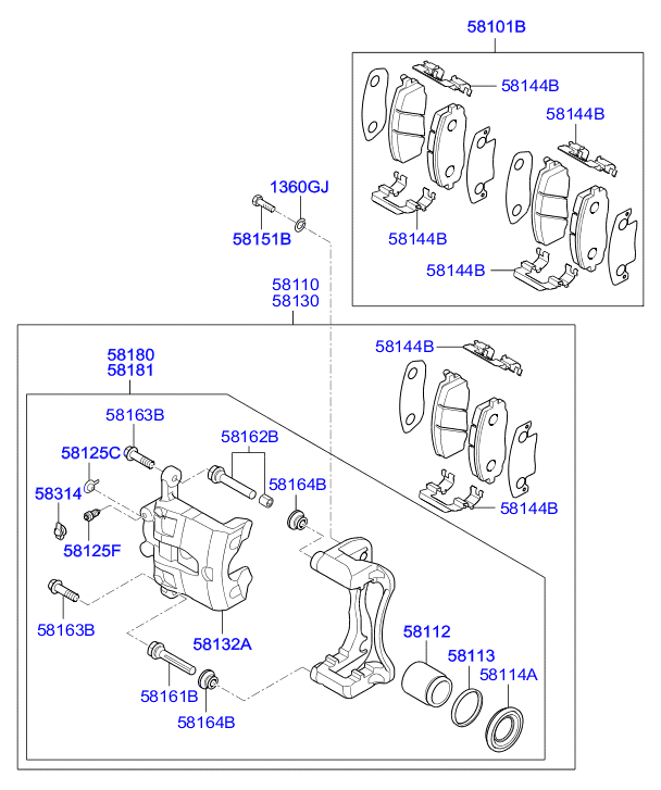 KIA 581014LA00 - Fékbetétkészlet, tárcsafék parts5.com