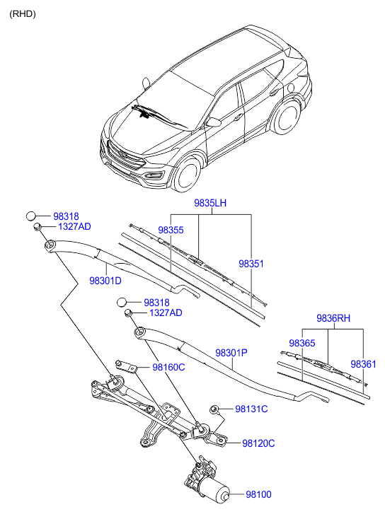 Hyundai 98350-2W100 - Lamela stergator parts5.com