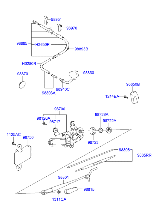 Hyundai 9882026000 - Щетка стеклоочистителя parts5.com