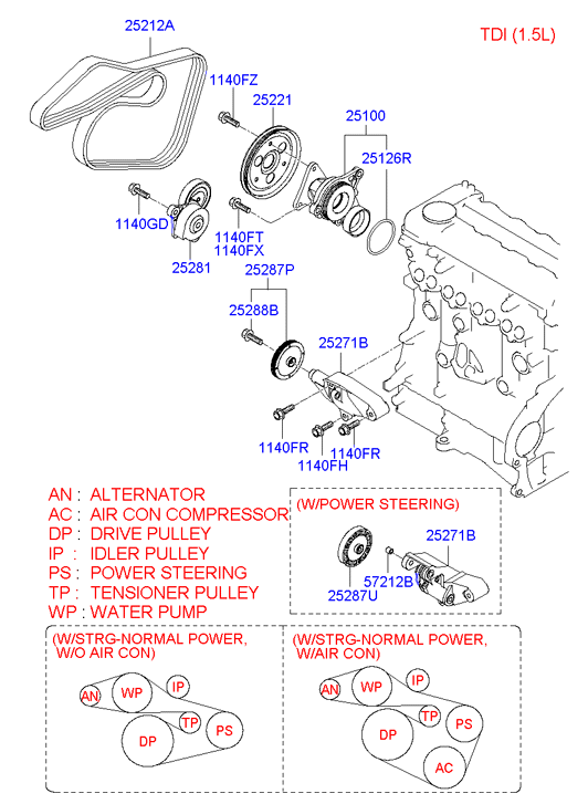 Hyundai 25281-27000 - Belt Tensioner, v-ribbed belt parts5.com