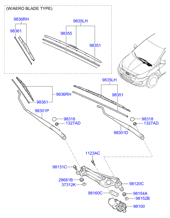 KIA 983601R100 - Wischblatt parts5.com