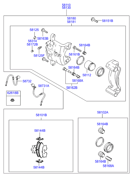 Hyundai 58110 2E100 - Etrier frana parts5.com