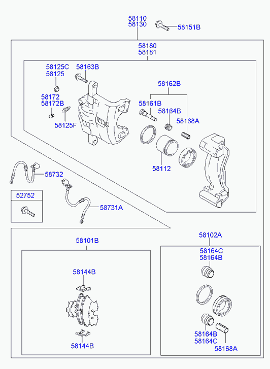 KIA 58130 2E500 - Etrier frana parts5.com