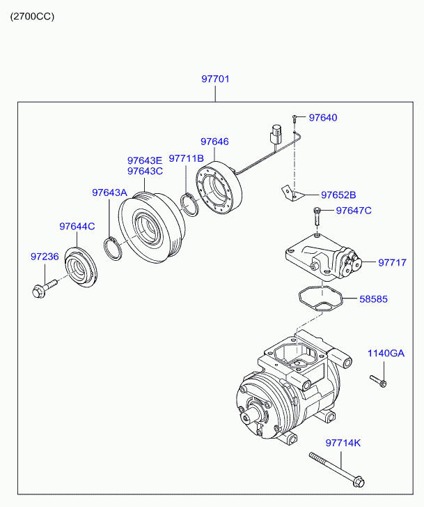 KIA 97701-2E300 - Compressor, air conditioning parts5.com