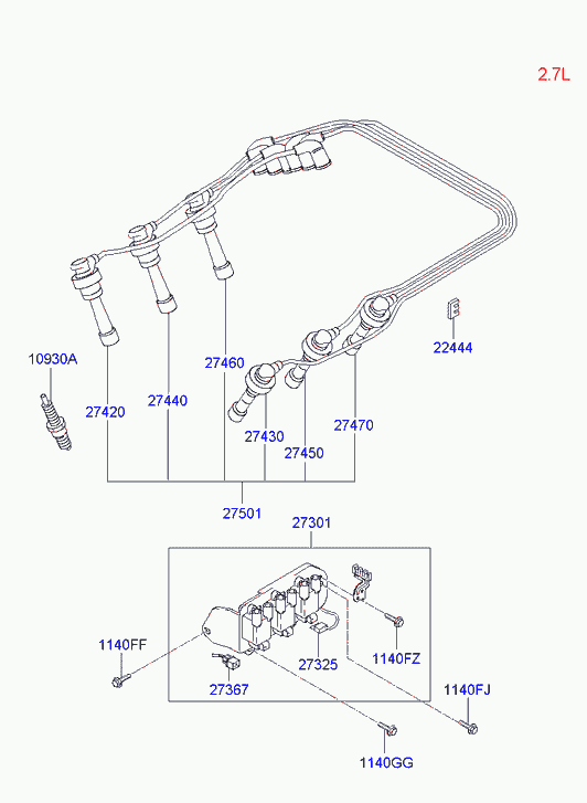 Hyundai 27410-23700 - Žarnica parts5.com