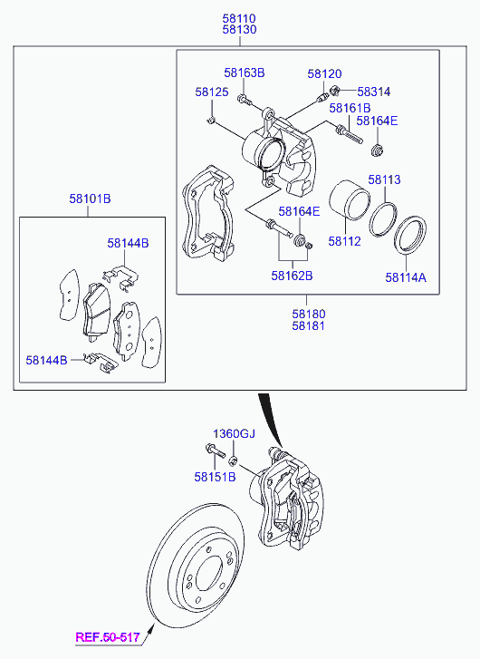 Hyundai 58101-A6A01 - Set placute frana,frana disc parts5.com