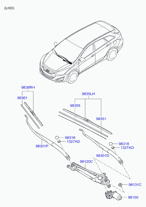 Hyundai 98361-3Z000 - Törlőlapát parts5.com