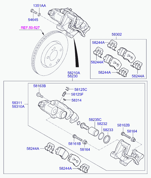 Hyundai 58302-3ZA10 - Sada brzdových destiček, kotoučová brzda parts5.com