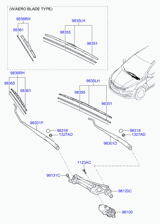 Hyundai 98360-1R000 - Silecek süpürgesi parts5.com