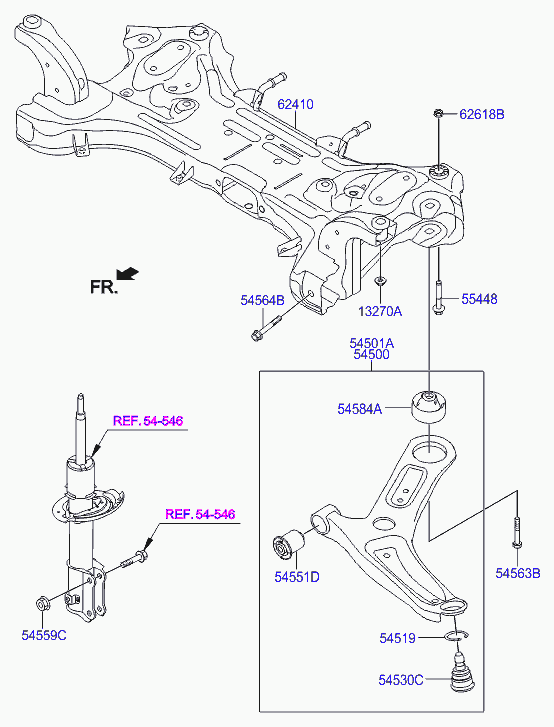 Hyundai 54501 C8000 - Barra oscilante, suspensión de ruedas parts5.com