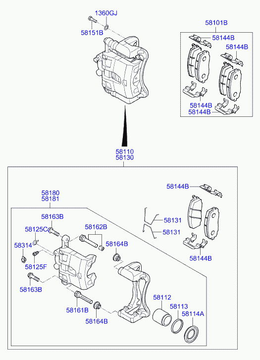 Hyundai 58101C8A60 - Fren balata seti, diskli fren parts5.com