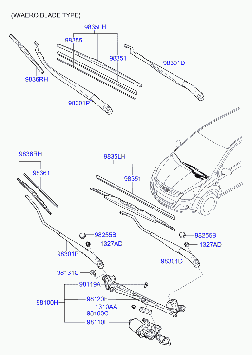 Hyundai 98350-1J000 - Silecek süpürgesi parts5.com