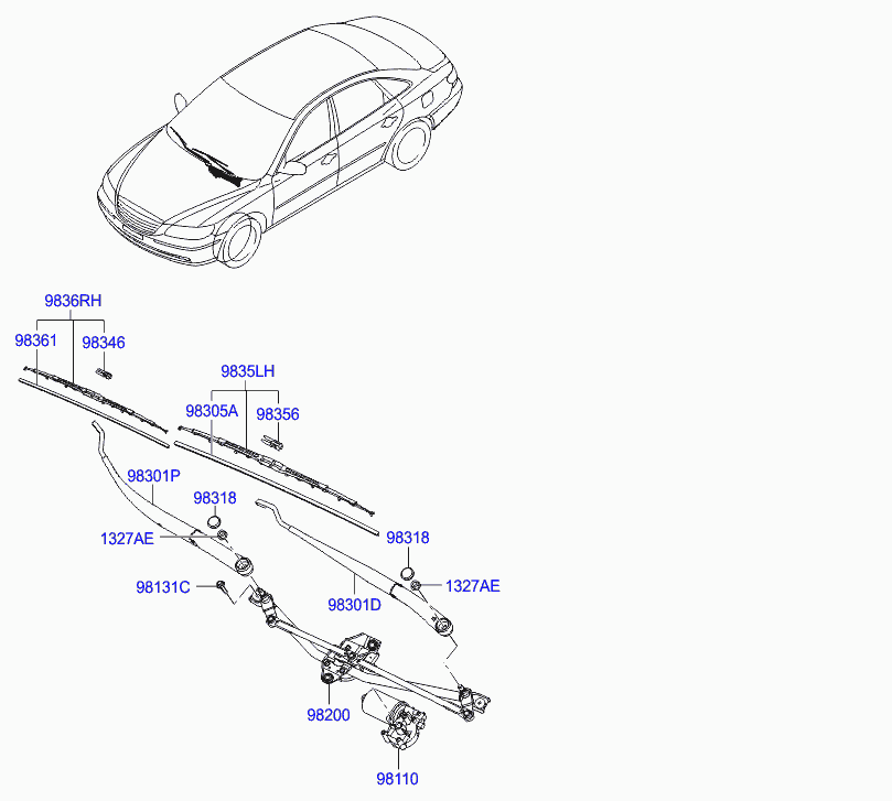 Hyundai 98361 3K000 - Cauciuc lamela stergator parts5.com