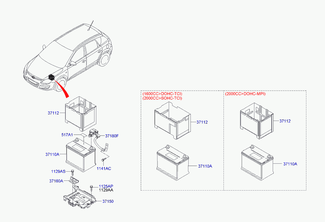 Hyundai 37110-1H562 - Indító akkumulátor parts5.com