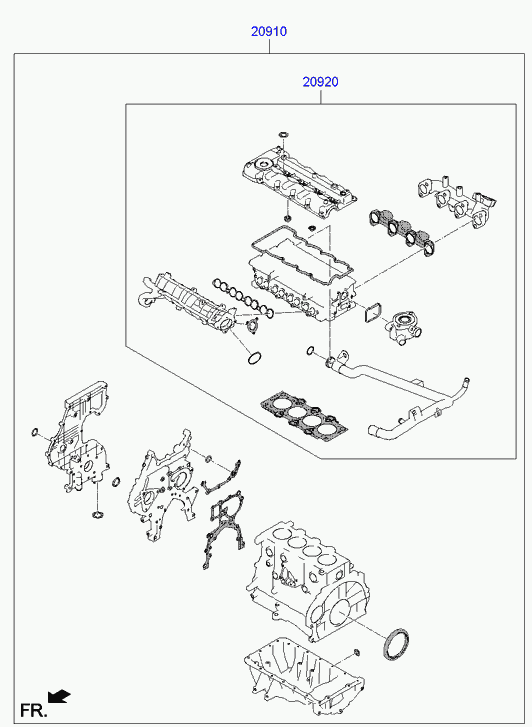 Hyundai 20910-2AP00 - Set garnituri complet, motor parts5.com