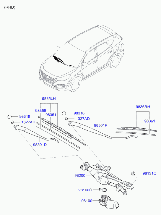 Hyundai (BEIJING) 983503S300 - Pyyhkijänsulka parts5.com